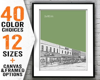 DeWitt Iowa Skyline Poster Art Print IA Item T2256