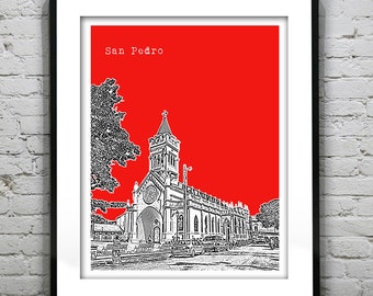 San Pedro Skyline Poster Art Print Pennsylvania PA Item T2600
