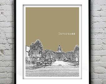 Inverness Florida Skyline Poster Art Print FL Item T2715