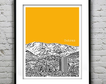 Tehran Poster Art Print City Skyline Tehran Province Iran Milad tower Item T4536