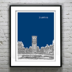 Ruston Poster Art Louisiana Skyline Print LA Version 2
