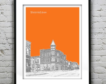 Menominee Skyline Poster Art Print Michegan MI Item T5533