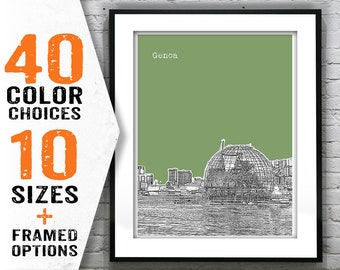 Genoa Skyline Art Print Poster Italy Item T1690