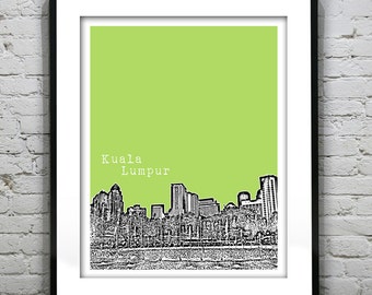Kuala Lumpur Malaysia Poster Art Print Skyline Asia Travel