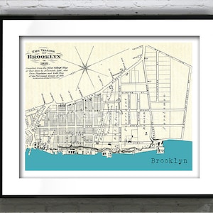 Brooklyn Poster Art Print New York Old Vintage Map