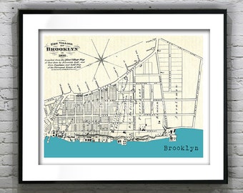 Brooklyn Poster Art Print New York Old Vintage Map
