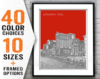 Atlantic City Skyline Poster Art Print New Jersey NJ Boardwalk S7008