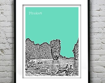 Phuket Thailand Skyline Poster Print Art Version 3