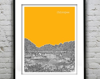 Chicopee Massachusetts Skyline Poster Art Print MA