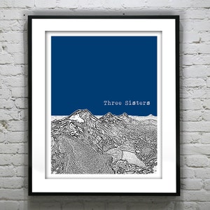 Three Sisters Oregon Skyline Poster Art Print Item T4456