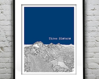Three Sisters Oregon Skyline Poster Art Print Item T4456