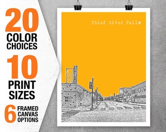 Thief River Falls Minnesota Poster Art Skyline Print MN Item T5342