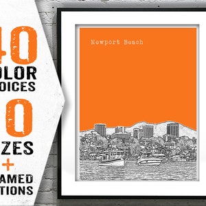 Newport Beach California Skyline Art Print Poster CA Item T1931