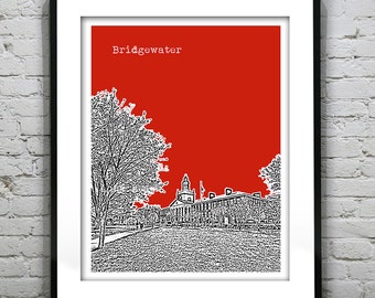 Bridgewater Massachusetts Skyline Poster Art Print MA