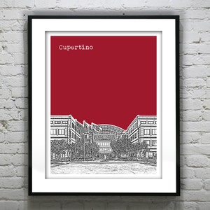 Cupertino California Skyline Art Print Poster CA Version 1