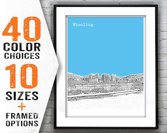 Wheeling WV Skyline Poster Art Print  West Virginia Item T1697