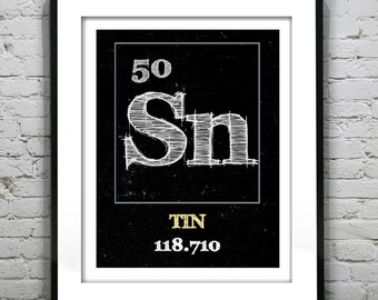 Periodic Table Tin Poster Art Print Periodic Table of Elements Sn 50