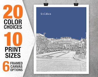 Golden Colorado Skyline Art Print Poster CO Item T5333