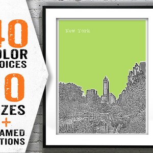New York City Central Park Skyline Art Print Poster NYC Central Park Manhattan Item T1010