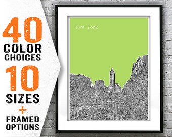 New York City Central Park Skyline Art Print Poster NYC Central Park Manhattan Item T1010