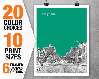 Brighton Michigan Skyline Art Print Poster MI Item T5371