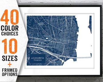 Alexandria, Virgina Blueprint Map Poster Art Print Item T5280