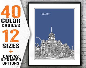Gilroy California Skyline Poster Art Print CA Item T2727
