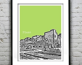 Plano Texas Poster Art Print Skyline