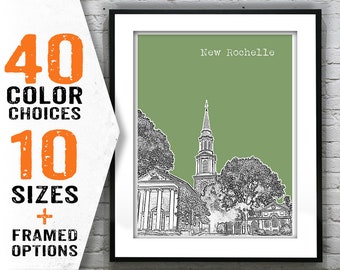 New Rochelle Poster New York City Skyline Art Print  NY Item T1465