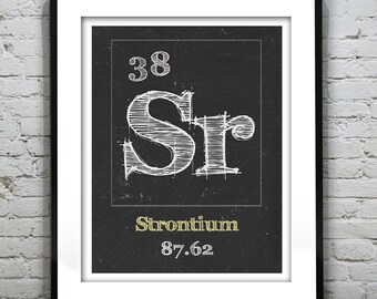 Periodic Table Strontium Poster Art Print Periodic Table of Elements Sr 38