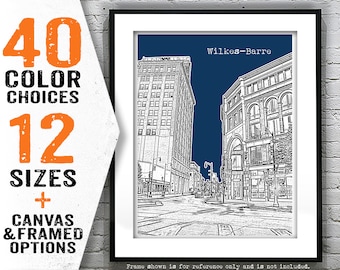 Wilkes Barre Downtown Poster Print Art Pennsylvania Skyline T4794