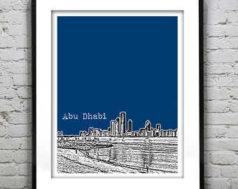 Abu Dhabi Skyline United Arab Emirates Poster Art Print Version 2