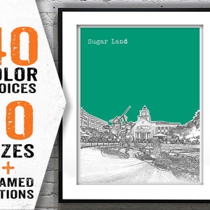 Sugar Land Skyline Poster Art Print Texas TX Item T2090