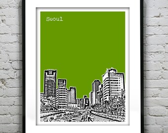 Seoul South Korea Skyline Poster Art Print Travel