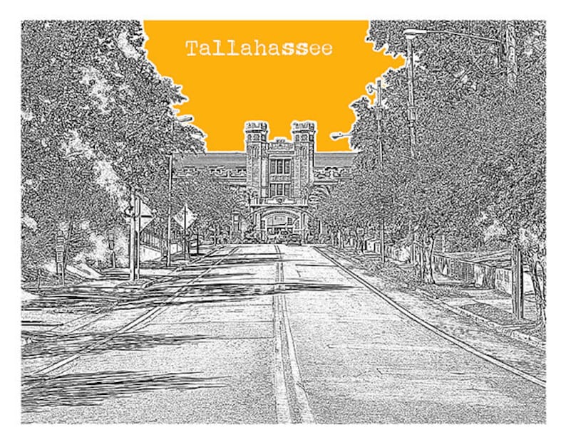 Tallahassee Florida City Skyline Poster Art Print Florida Etsy