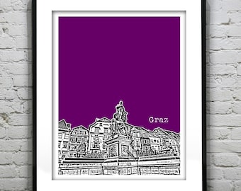 Graz Austria Poster Art Print City Skyline