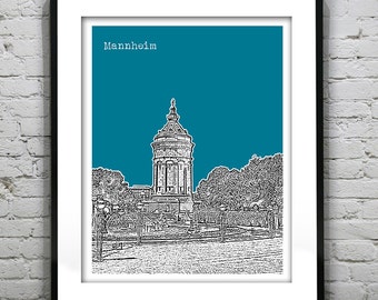 Mannheim Germany Poster Art  Skyline Print  Europe Version 1