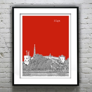 Riga Latvia Skyline Poster Art Print Version 2