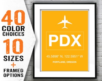 PDX Portland Oregon International Airport Aviation Poster Art Print Illinois Item T1994