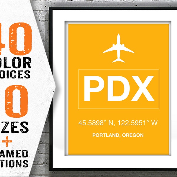 PDX Portland Oregon International Airport Aviation Poster Art Print Illinois Item T1994