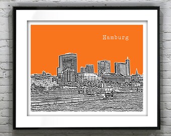 Hamburg Germany City Skyline Poster Print Art Version 3