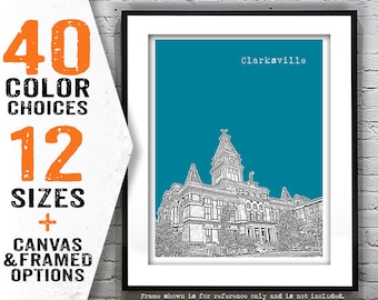 Clarksville Tennessee Poster Print City TN Skyline Art Item T4790