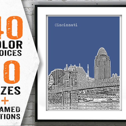 Cincinnati Ohio Poster Art Print Cincinnati OH Item T1635 Etsy