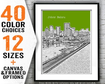 Johor Bahru Malaysia Poster Art Print Skyline Item T4700