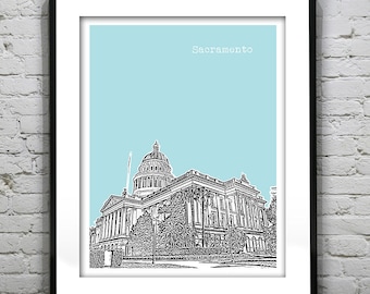 Sacramento California Poster Art Skyline Print Version 4