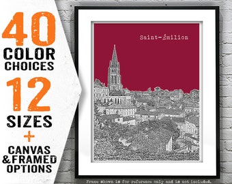 Saint-Émilion France City Poster Skyline Art Print Item T4987