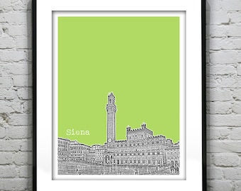 Siena Italy City Skyline Poster Art Print Piazza Del Campo Sienna Item T4501