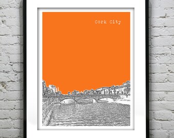 Cork City Skyline Poster Art Print Ireland Item T4390