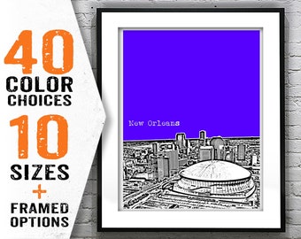 New Orleans Superdome Skyline Poster Art Louisiana Print Item T1788