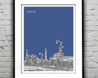 Racine Wisconsin Poster SkylinePrint Art WI